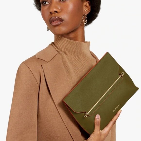 Strathberry Convertible Crossbody Stylist Bamboo Fire Edge NWT Gold Chain Strap - Picture 4 of 9